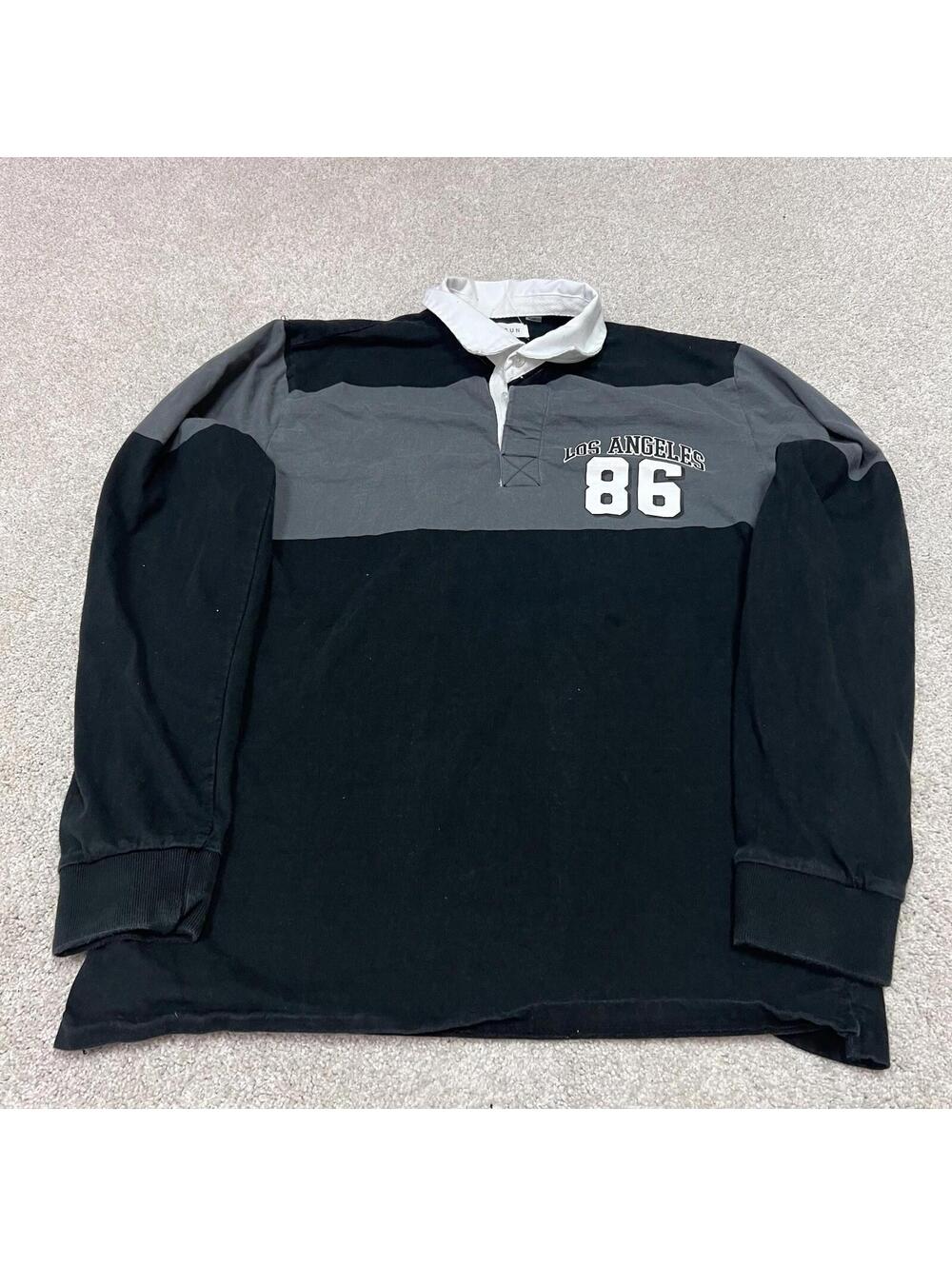 PacSun Polo Men’s Black Gray White Long Sleeve Size Medium